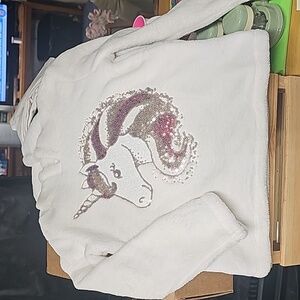 Girls unicorn white hooded sweatshirt (B5.9)